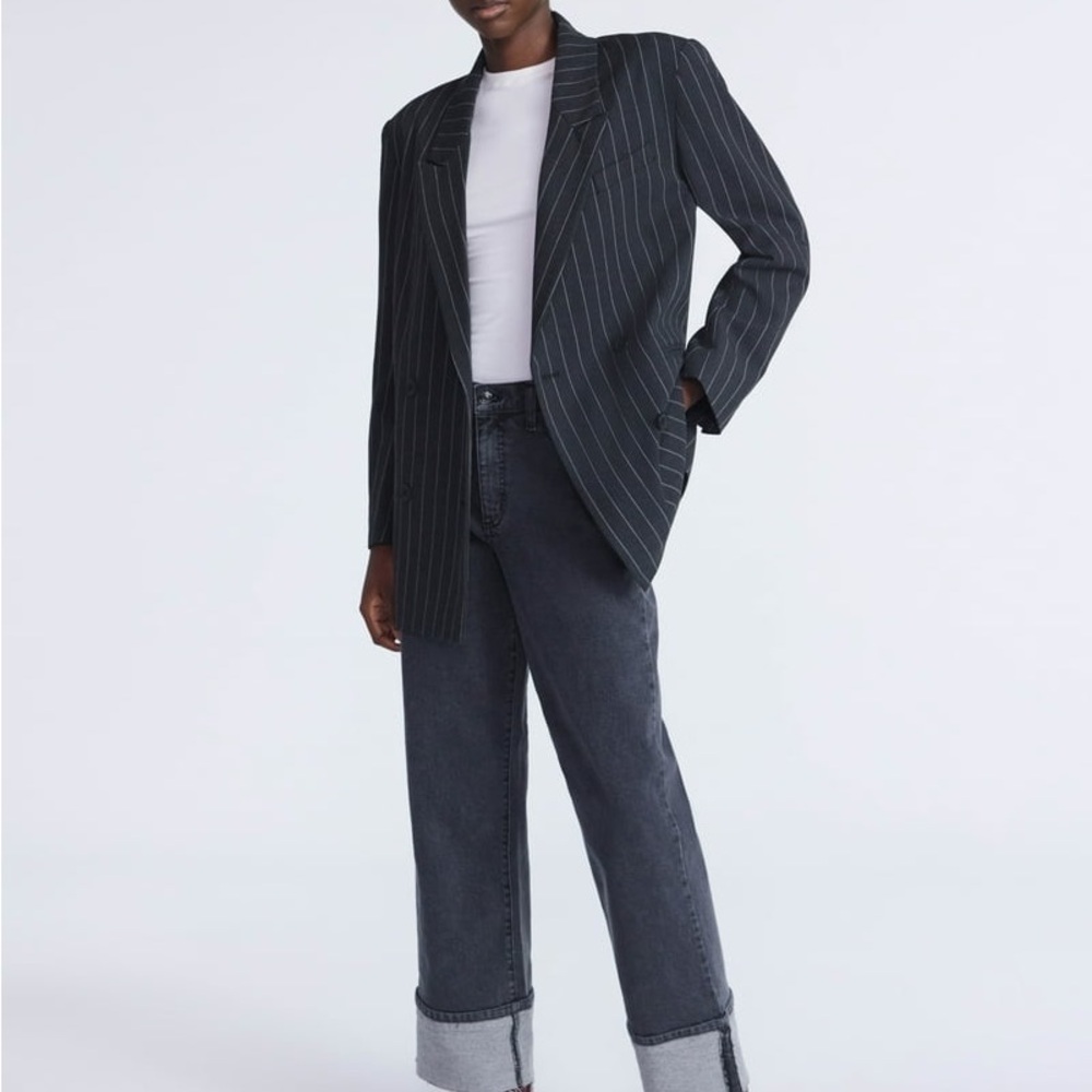 Charcoal Pinstripe Blazer and Double Waisted Pants
